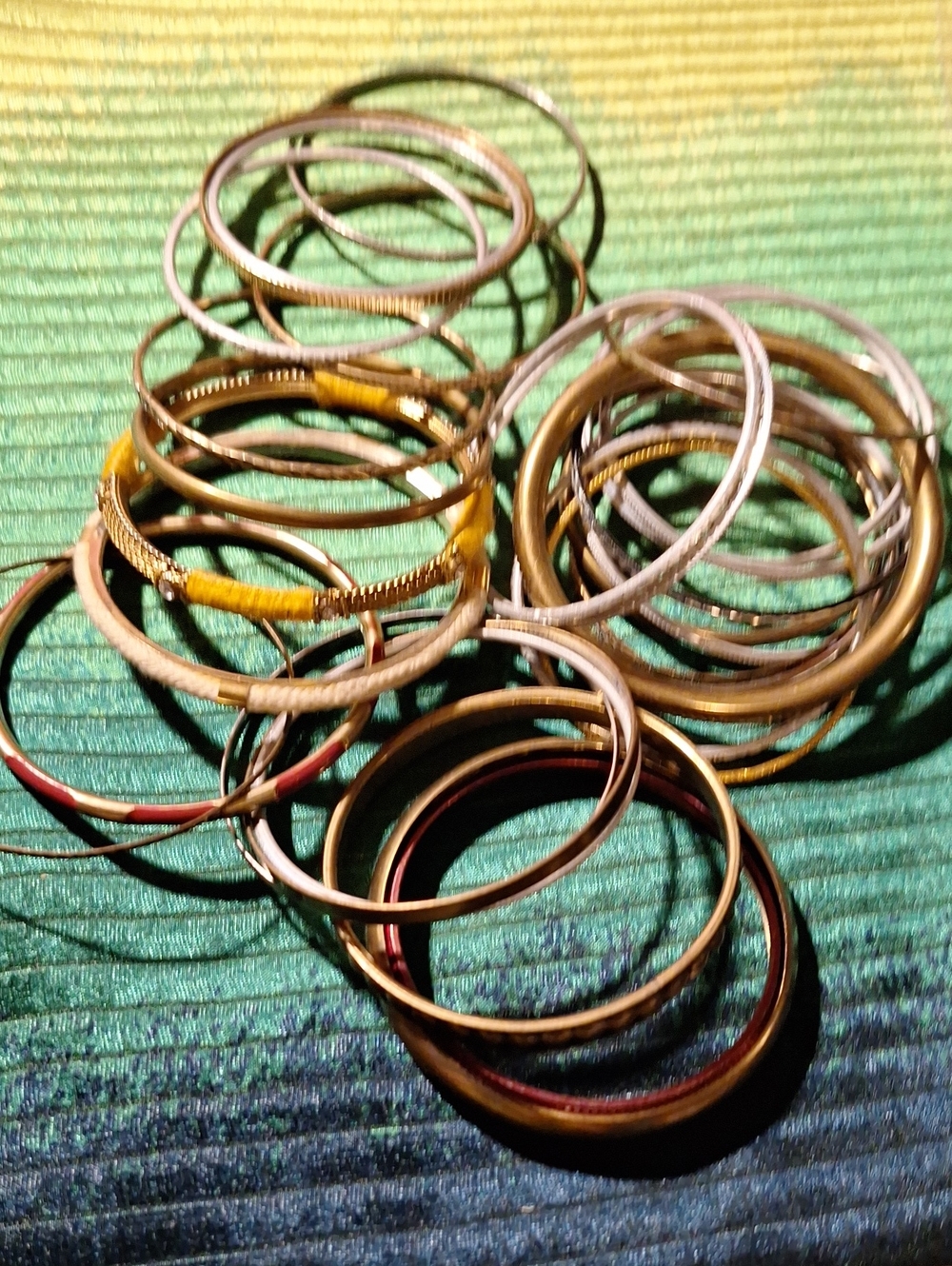Mixed Metal and Colored Bangle Bracelet Set - Gold, Rose, Silver, Red